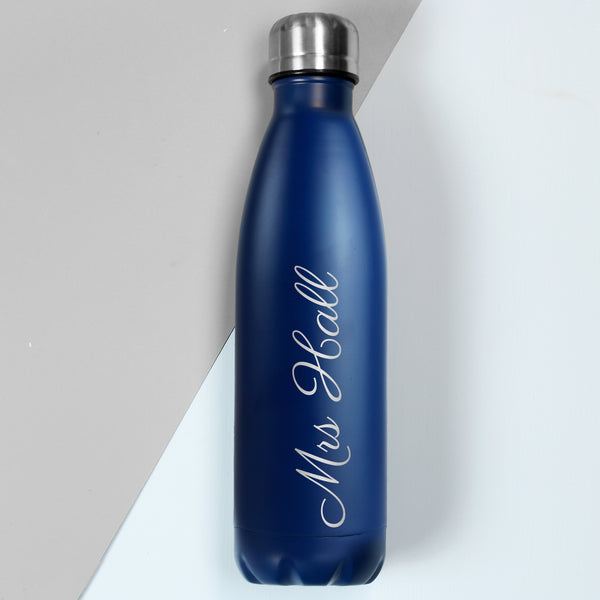 Personalised Blue Metal Insulated Drinks Bottle 0