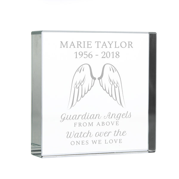 Personalised Guardian Angel Wings Large Crystal Token 1