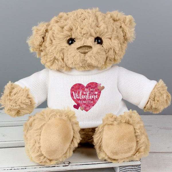 Personalised Valentines Day Confetti Hearts Teddy Bear 0