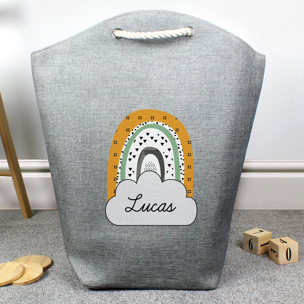 Personalised Mustard & Green Rainbow Storage Bag 2