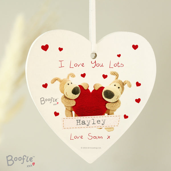 Personalised Boofle Shared Heart Wooden Heart Decoration 0