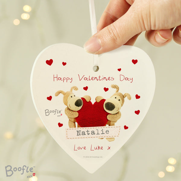 Personalised Boofle Shared Heart Wooden Heart Decoration 2