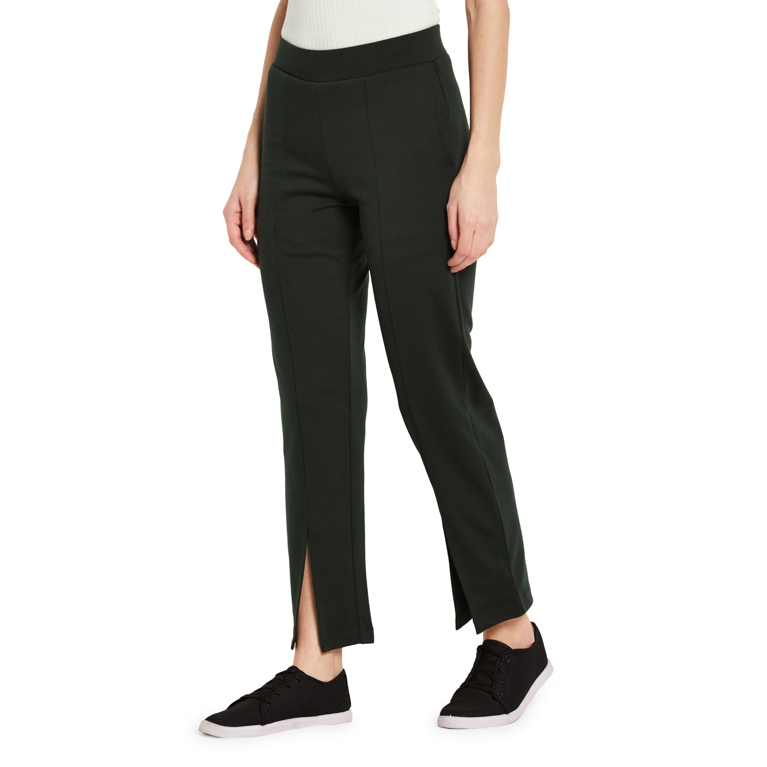 Buy Women Black Front Slit Wide Leg Pants Online at Sassafras