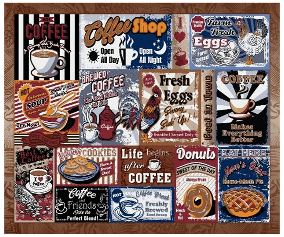 German Shepherd, Retro Coffee Ad (1000 Piece Puzzle, Size 19x27,  Challenging Jigsaw Puzzle for Adults and Family, Made in USA)