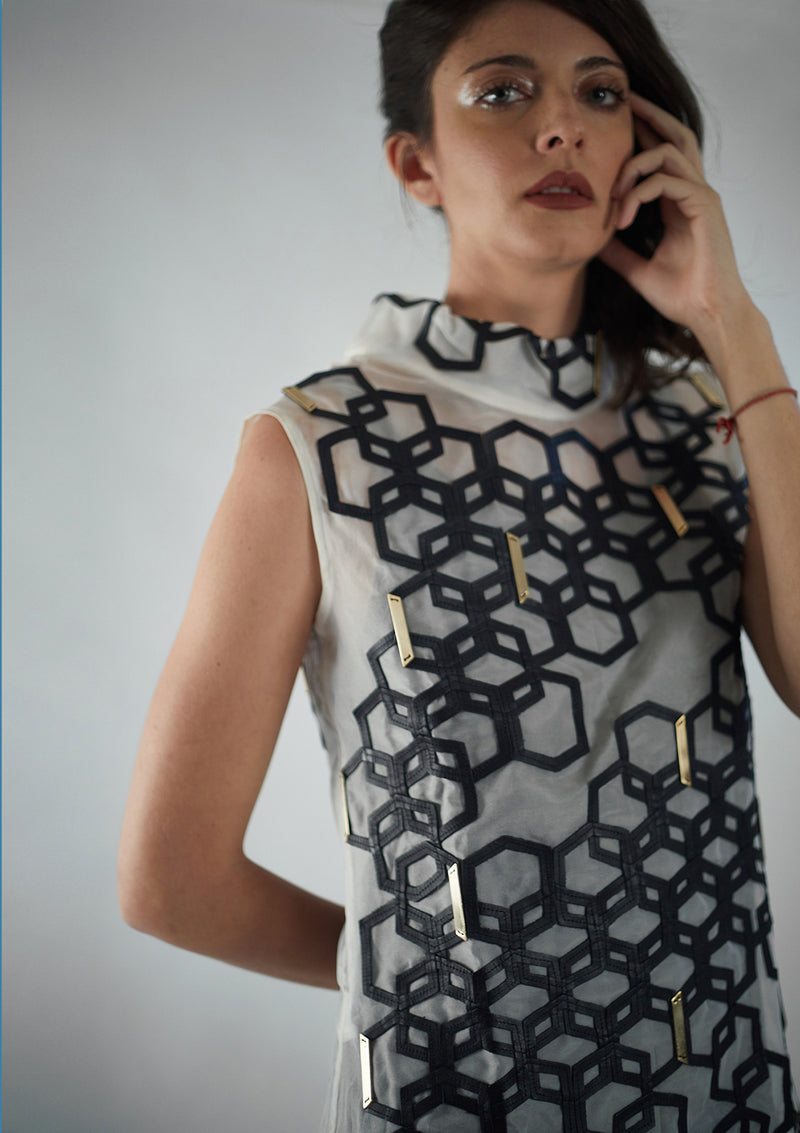Hexagon Highneck Dress | The Fashion Edit | Luxury Clothing Store
