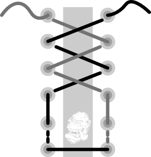 climbing shoe Lacing guide for bunion or wide front foot