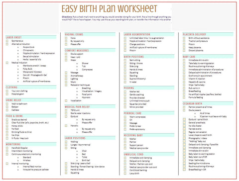 Birth plan template
