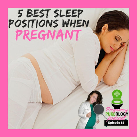 5 best sleep positions when pregnant. Image of a pregnant woman sleeping on her left side, accompanied by insights from our pregnant doctor and pregnancy podcast host. Explore their discussion on the question, 'Can you sleep on your back while pregnant?' Gain expert advice and considerations regarding sleep positions during pregnancy. This image emphasizes the topic of sleep posture, prompting viewers to delve into the informative content shared by the knowledgeable hosts.