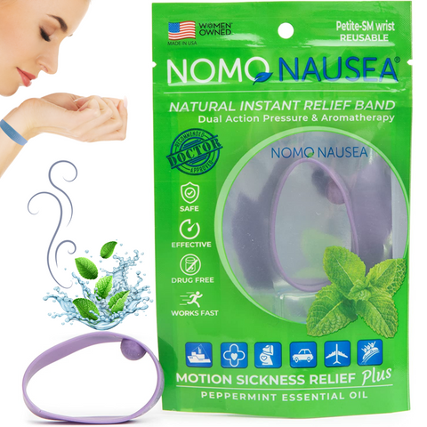 Peppermint essential oil infused acupressure wristband to stop nausea