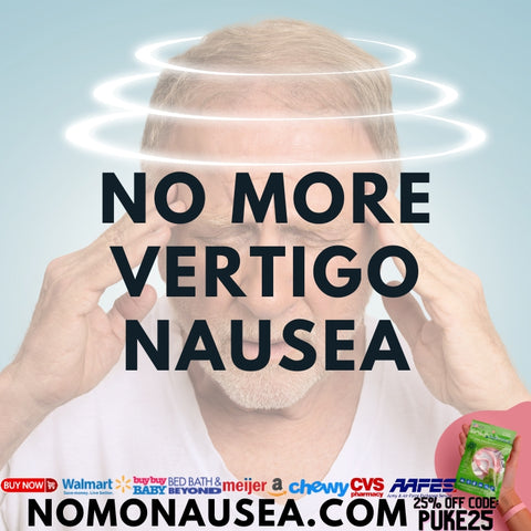 No More vertigo nausea with the best relief from NoMoNausea.com. Find on Amazon or at local Walmart stores