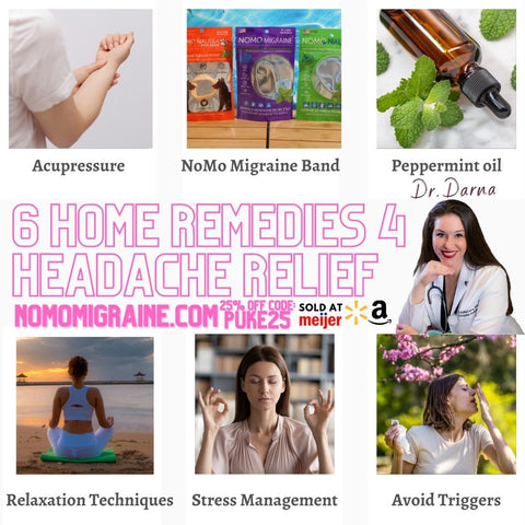Home remedies for pregnancy induced headaches that really work! NoMo Bands specifically crafted 3:1 migraine band by Dr. Darna, inventor of NoMo Migraine describes how NoMoMigraine.com can help give natural headache and migraine remedies that work. NoMo Migraine, a headache relief bracelet, combines headache relieving essential oils with pressure at the spot to cure headaches to give all people: no more migraines, no more hangovers, and no more pregnancy headaches.