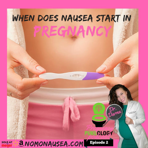 When does morning sickness start? Best Pregnancy Podcast Pukeology Episode 1 - shows woman with pregnancy test and the woman wondering what is morning sickness like & when does morning sickness start. How to get rid of morning sickness? NoMo Nausea Natural pregnancy nausea remedy. Dr. Darna, inventor of NoMo Nausea pregnancy bracelet describes how NoMoNausea.com can help show clinically tested morning sickness remedies that work. NoMo Nausea, a morning sickness relief bracelet, is 25% off with code PUKE25 on website NoMoNausea.com or buy at walmart, amazon, or meijer grocery store.