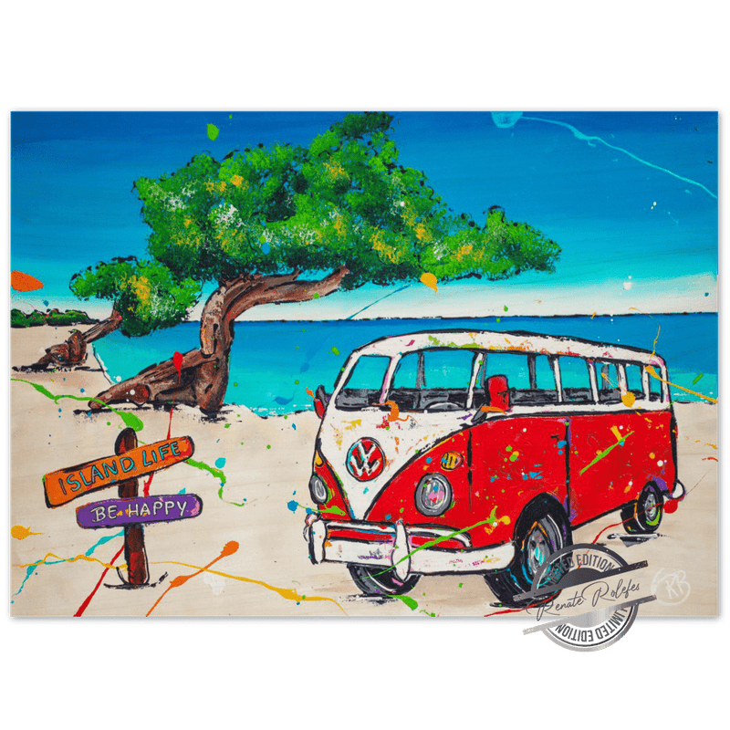 ART PRINT VW VAN ON THE BEACH - Happy Paintings