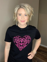 Load image into Gallery viewer, Tooled Heart Black Tee
