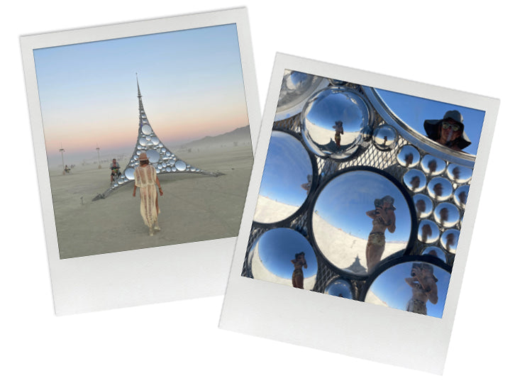 STELAR Burning Man 2022 - Lorna Watson with Kirsten Berg sculpture