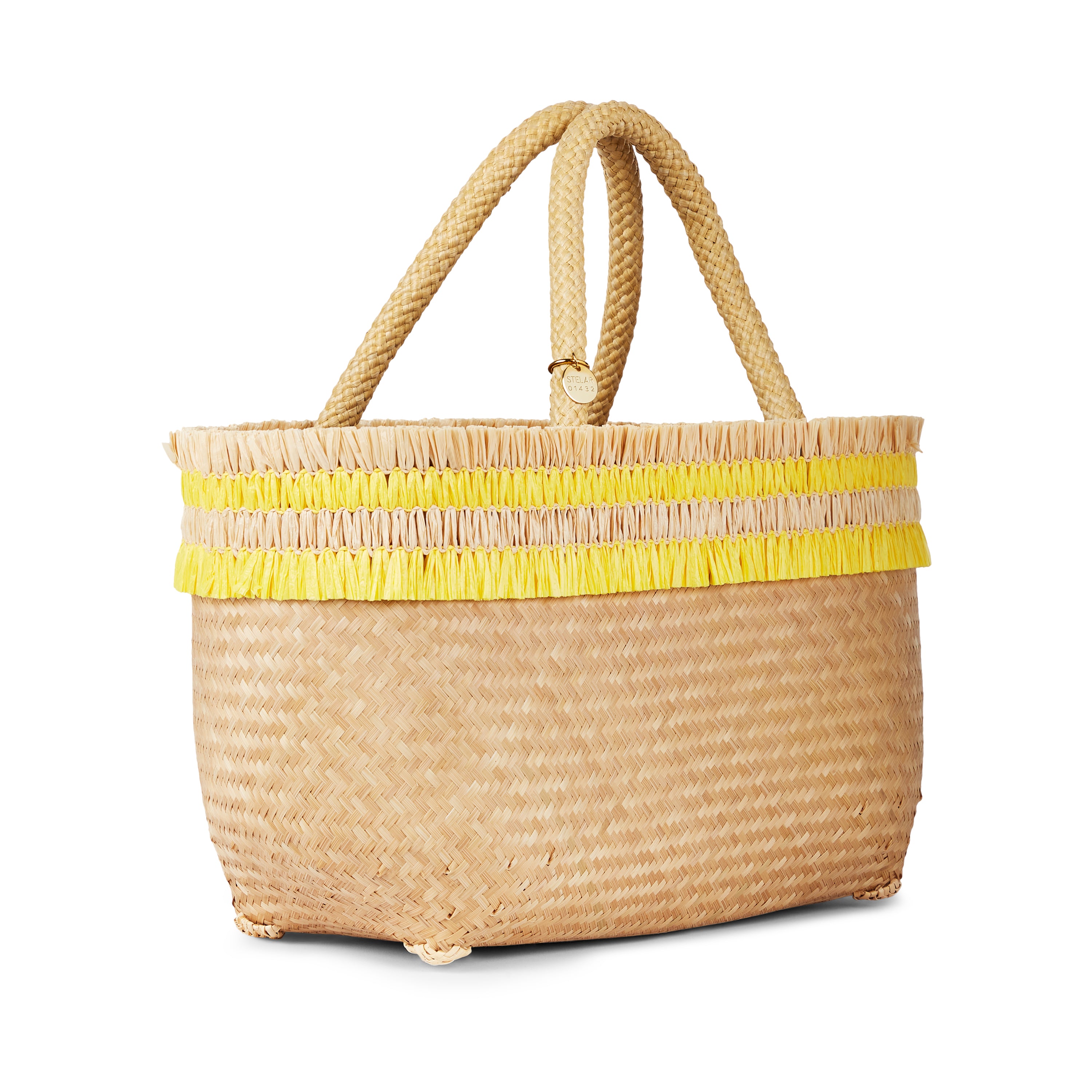 Nihi Mini Vegan Bamboo Tote Bag with Sunshine Yellow Raffia by STELAR ...