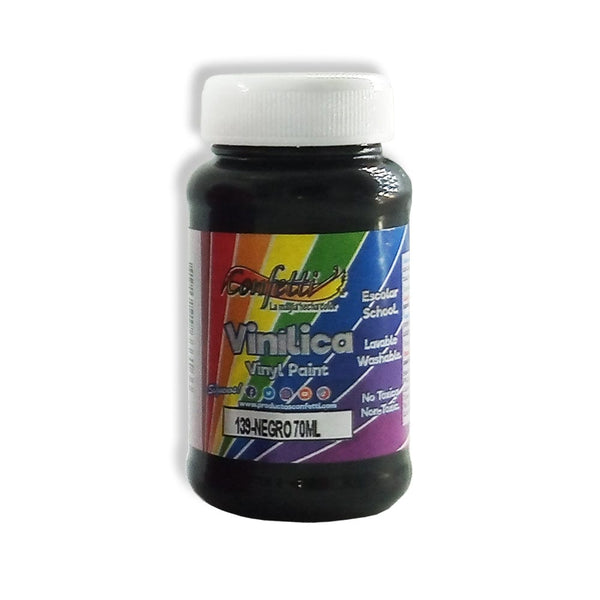 PINTURA VINILICA CONFETTI 70ML NEGRO