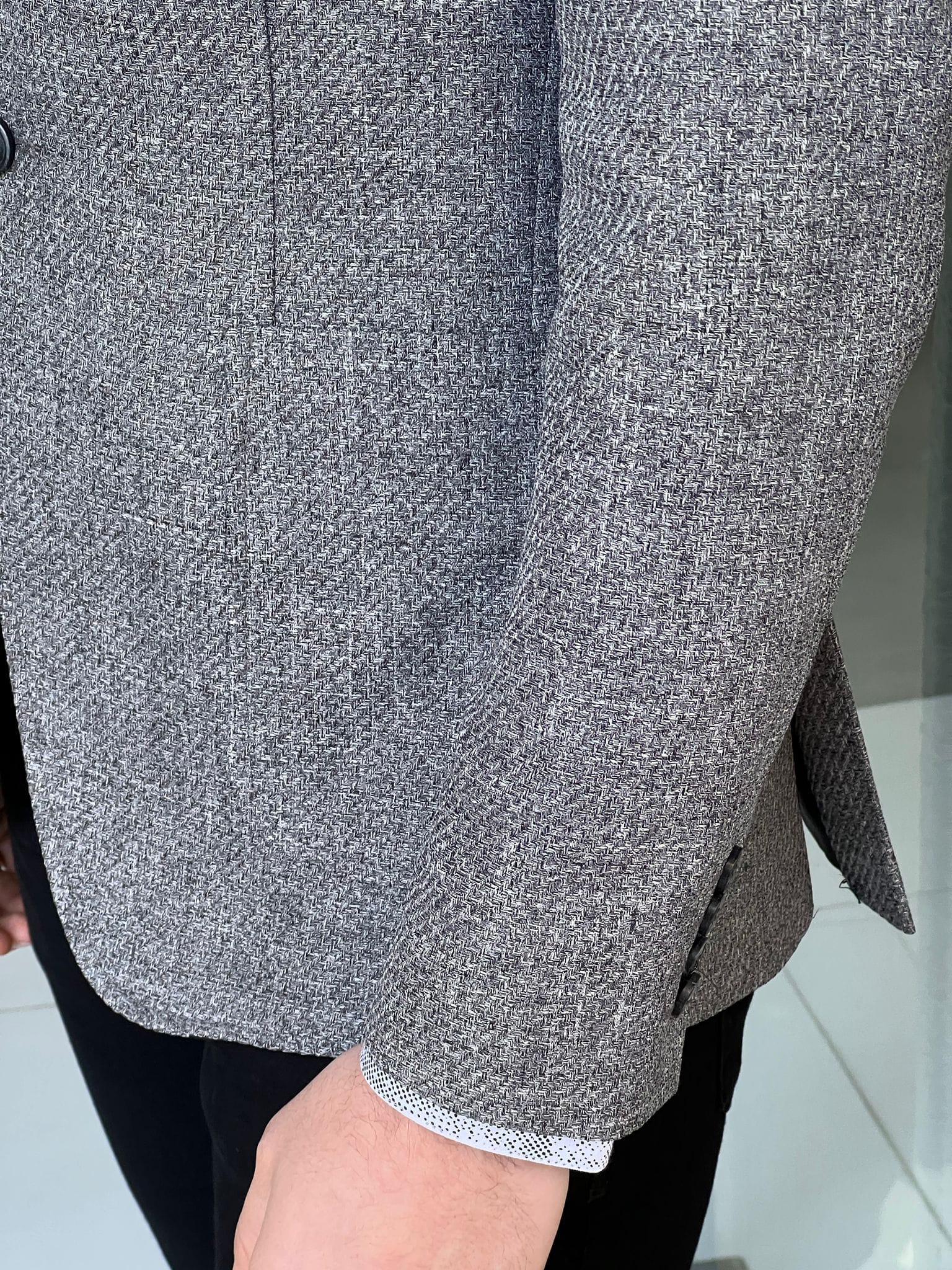 Slim Fit Self-Patterned Gray Jacket