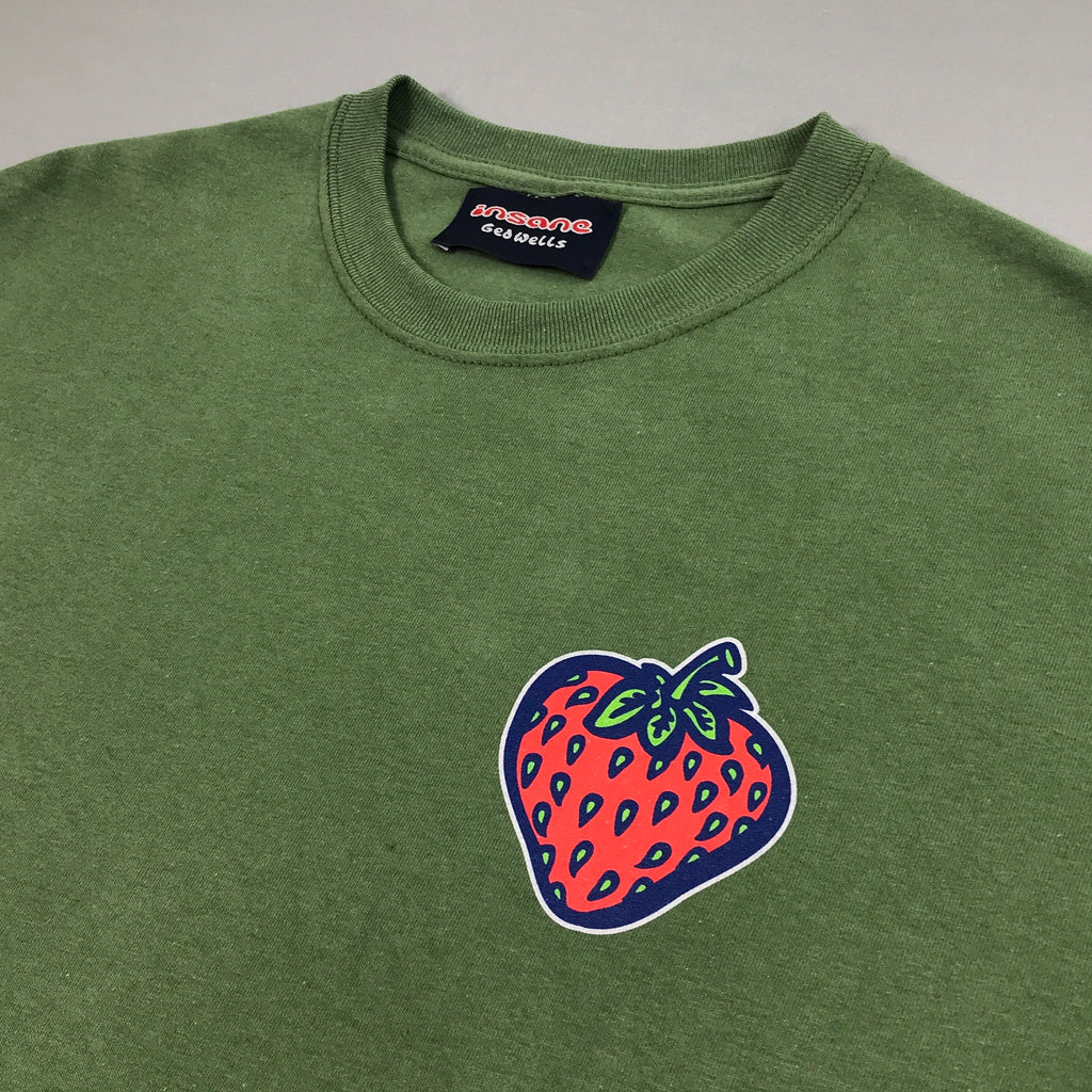Insane Strawberry on Military Green T-Shirt – Insane Emporium
