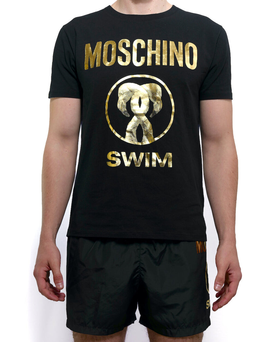 MOSCHINO SWIM Gold Foil Logo T-Shirt 
