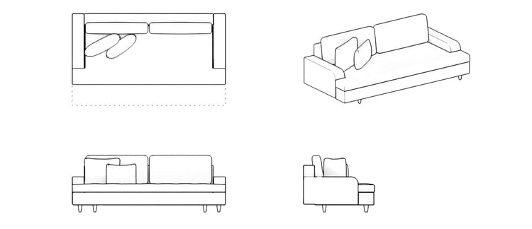 Biblio Three Seater Sofa Bed Technical Specs