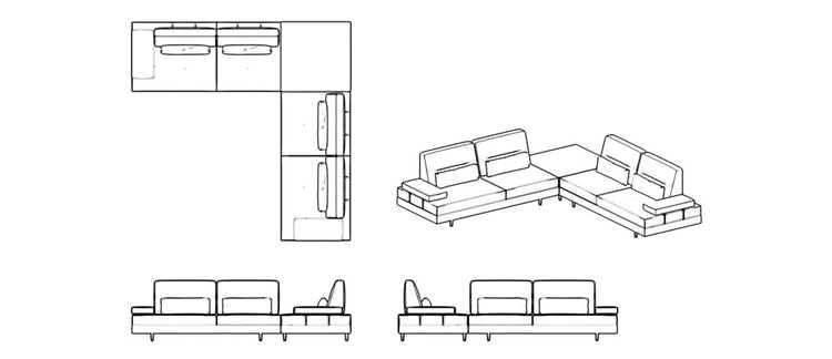 Letto Corner with Convertible Back Technical Specs