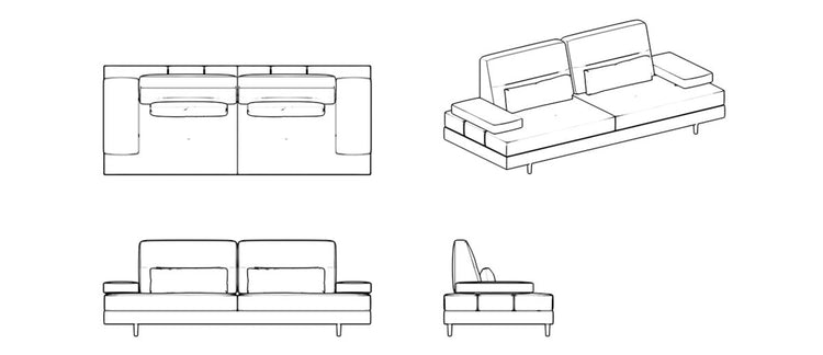 Letto Sofa Three Seater with Convertible Back Technical Specs