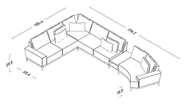 Gola Corner Sofa with Moon Chaise Technical Specs