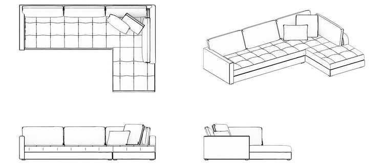 Vetro Corner Sofa Bed Technical Specs