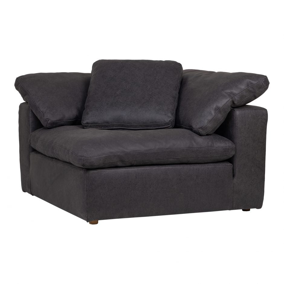 Clay Corner Chair Nubuck Leather Black YJ-1004-02