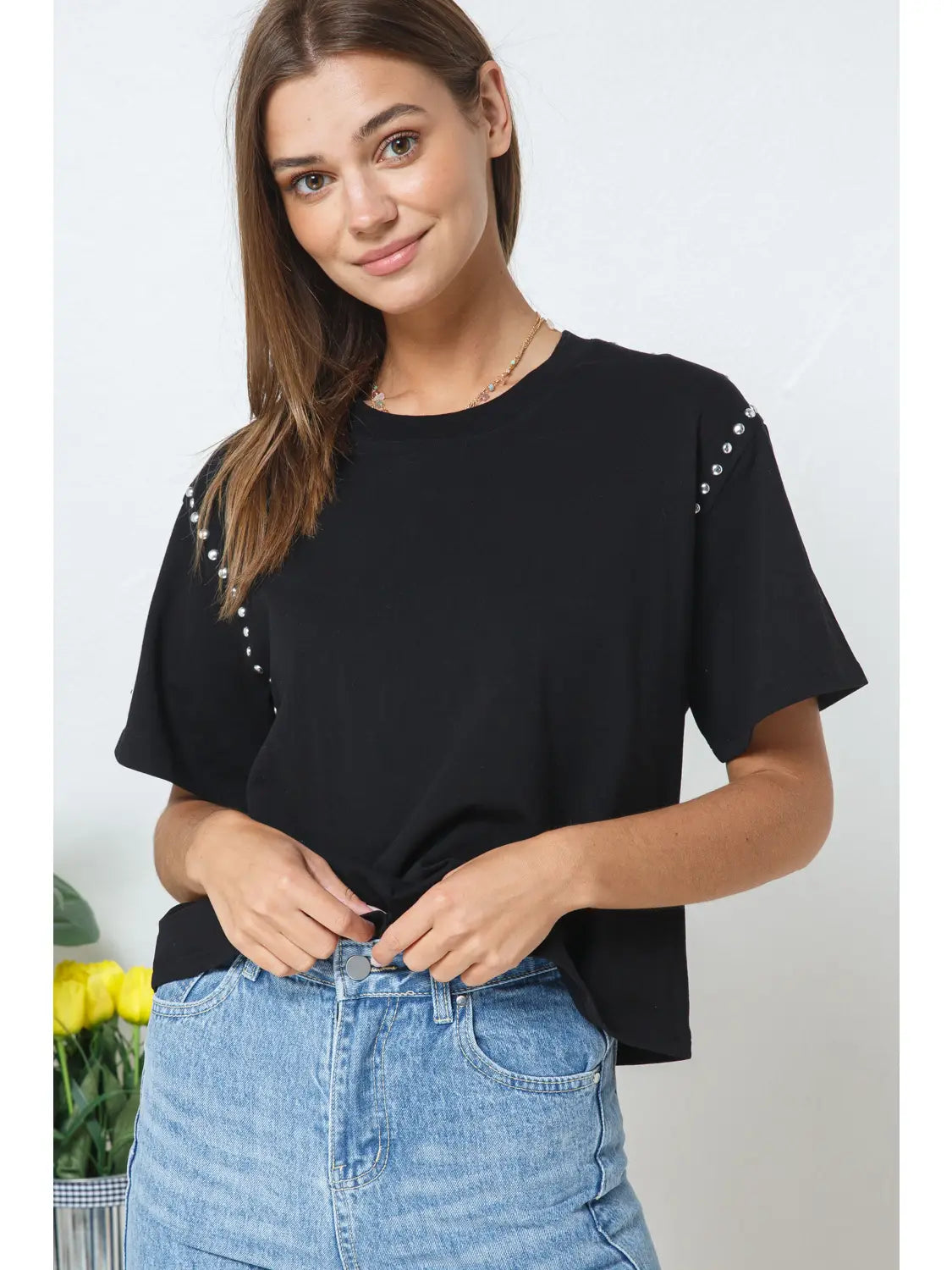 Elle | Studded Crop Tee