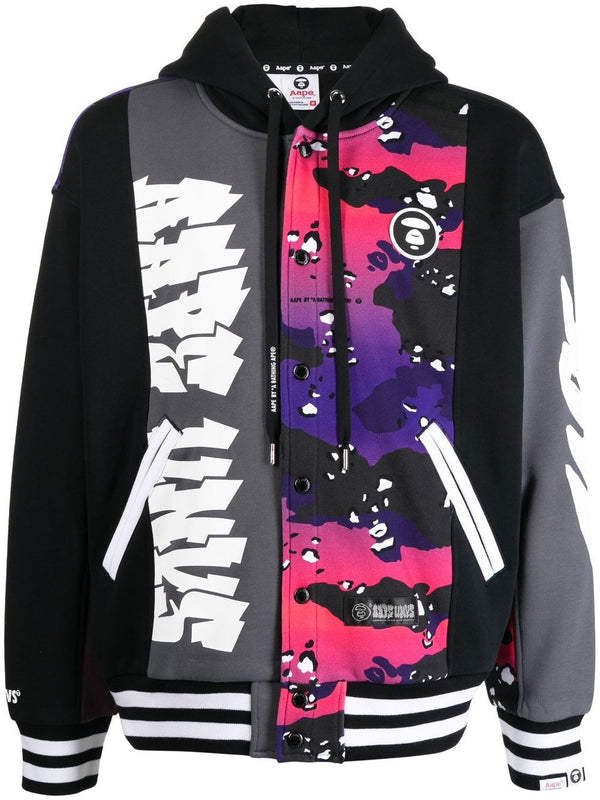 AAPE by *A Bathing Ape logo-embroidered Baseball Jacket - Pink