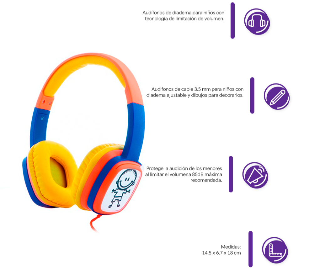 Audífonos para niños On-Ear con dibujo para decorar – Gadgets VS