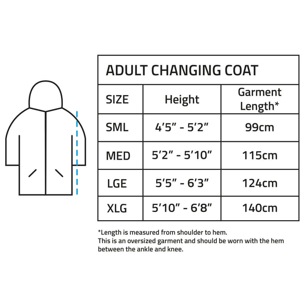 A1053 Sola Changing Robe Coat Size Guide Adult