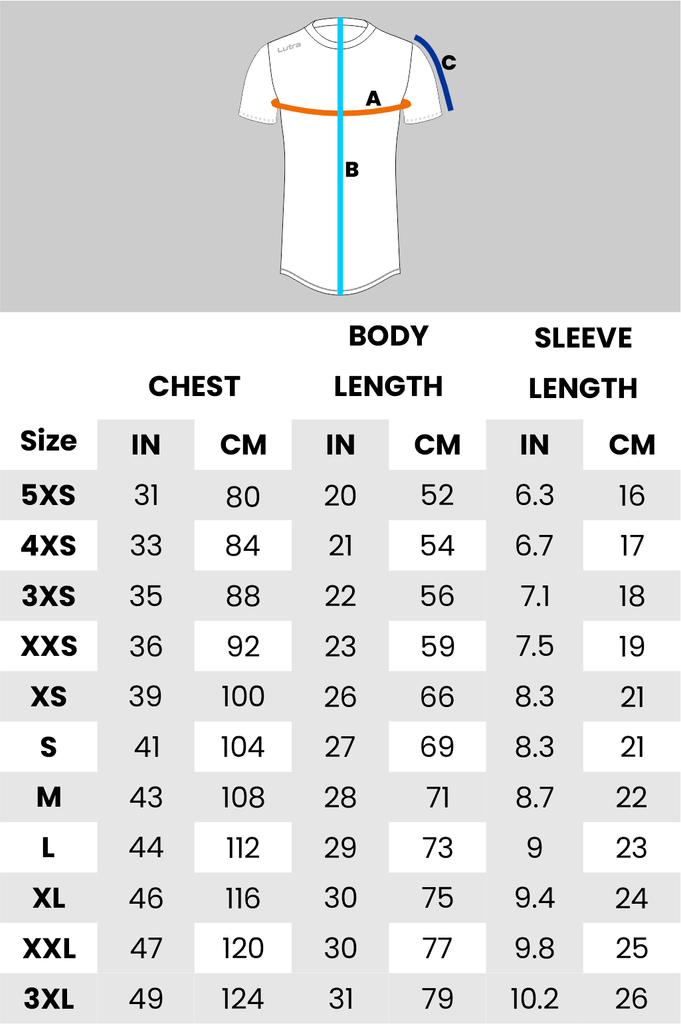 Size Guide - Lutra 'air-tec' tee