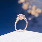 18k Morganite Ring Rose Gold Engagement Ring Oval Cut Wedding Cluster Diamond Anniversary Gemstone Multistone Ring Women Unique Retro