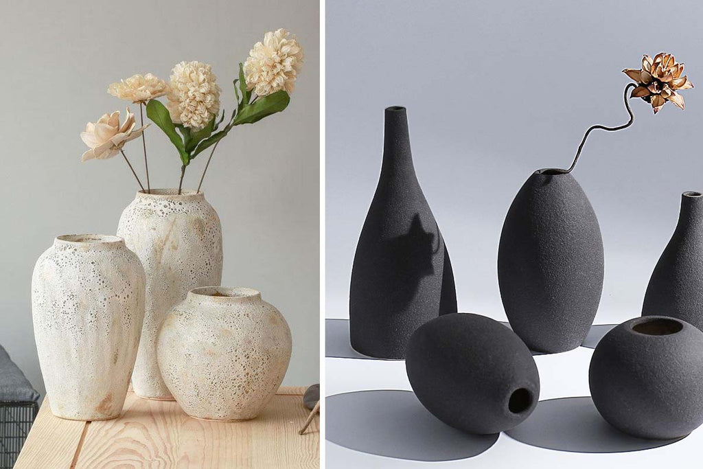 Handmade ceramic vases in Nordic style