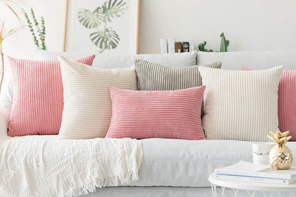 Nice velvet cushions on sofa bed