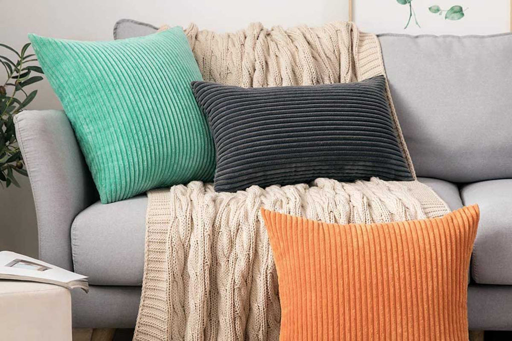 Supersoft Corduroy Cushion Cover Solid Striped