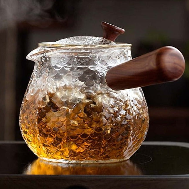 Heat-Resistant Japanese Hammered Glass Tea Pot with Electric