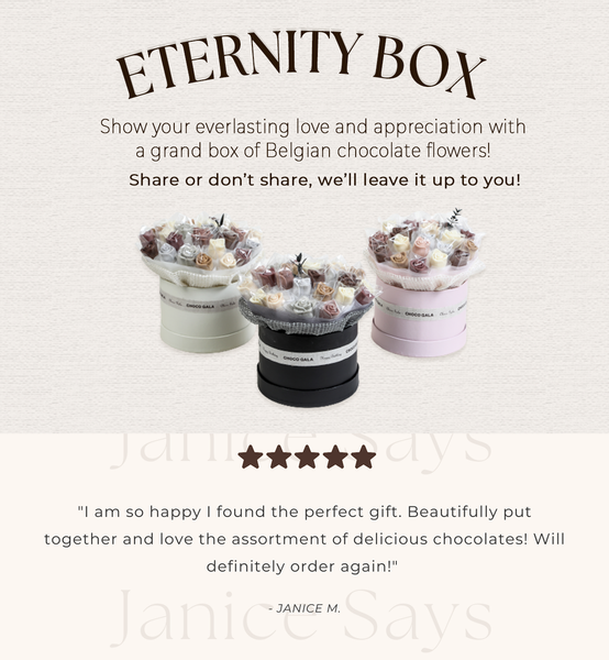 Eternity Box shows your everlasting love and appreciation with a grand box of Belgian Chocolate Flowers.