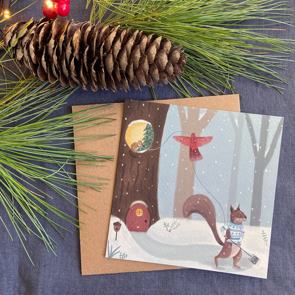 woodland animals christmas card