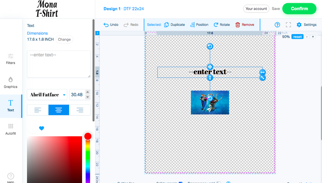 Add text to your DTF design