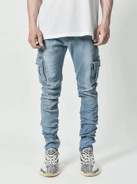 Distressed Cargo Denim Jeans