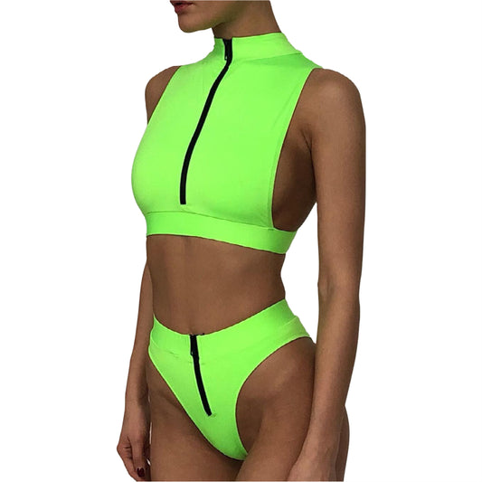 2 Piece Swimming Zipper Bikini