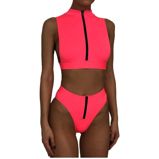 2 Piece Swimming Zipper Bikini