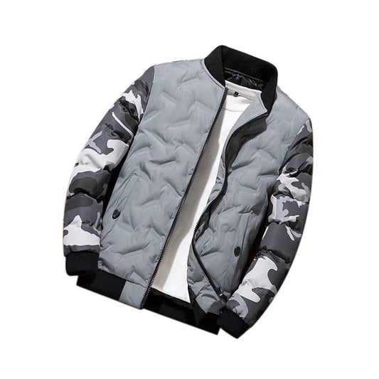 Men's Camo Sleeve Quilted Bomber Jacket