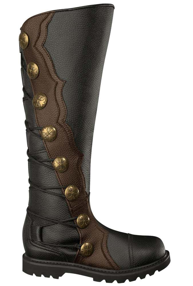 Men S Black And Brown Leather Knee High Ren Boots 9912 Bkbr