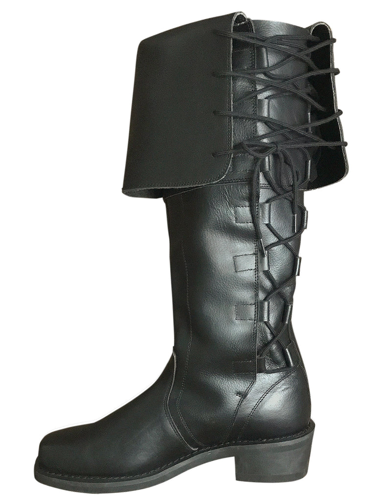 Black Knee High Leather Pirate Boots 9950 Bk House Of Andar