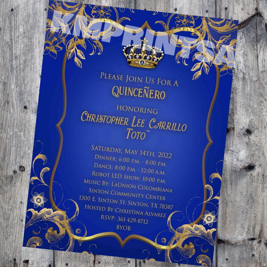 Charro Mexican Theme Invitations Blue & White 5 x 7 Cardstock 100# –  KMPrintSA